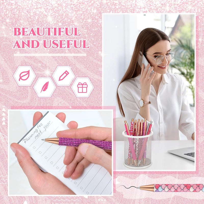 Sherr 7 Pcs Fancy Pens for Women Cute Sparkly Glitter Pens with 10 Pcs Black Ink Refills Pretty Gifts for Girls Office School Christmas Graduation(Lovely) - Image 3